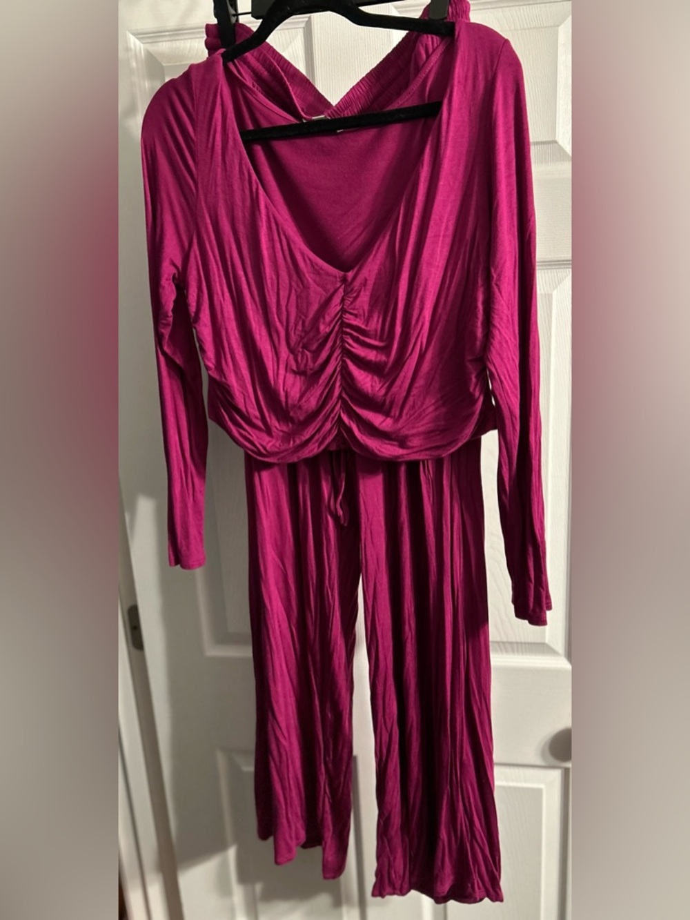 Women's Hot Pink Ruched Lounge 2 piece set